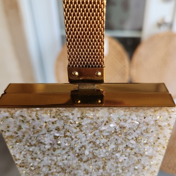 1950s Vintage CONFETTI Lucite COMPACT Carry Triple Vanity Case Clutch - Picture 4 of 16